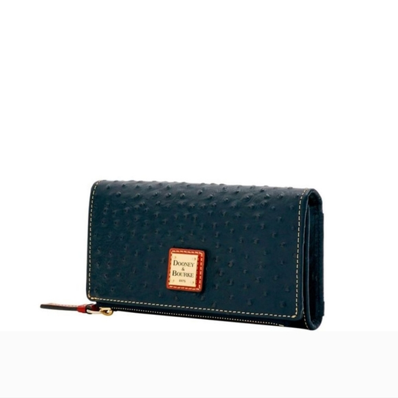 Dooney & Bourke Ostrich Foldover Wallet - blue - Picture 2 of 3